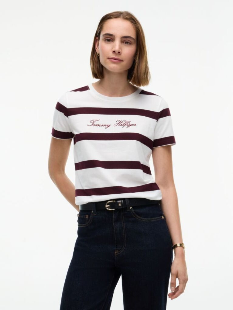 Multi Logo Embroidery Crew Neck T-Shirt  Women