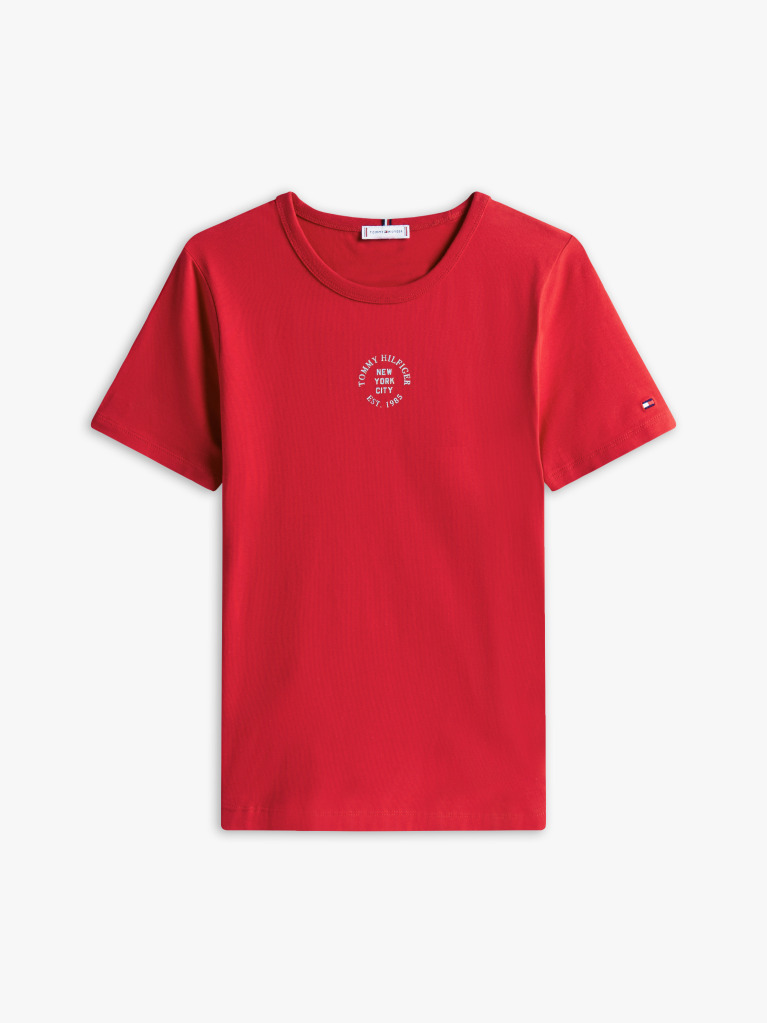 Red Stamp Logo Slim Crew Neck Short Sleeve Tee  Women
