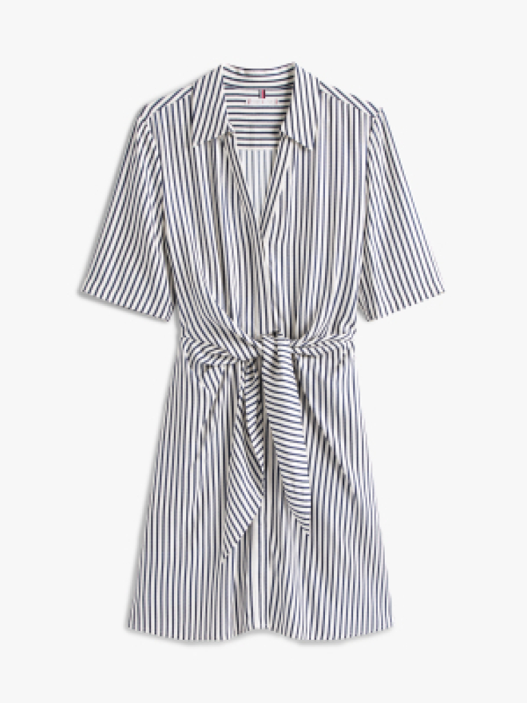 Multi Twill Short Sleeve Knot Short Dress  Women