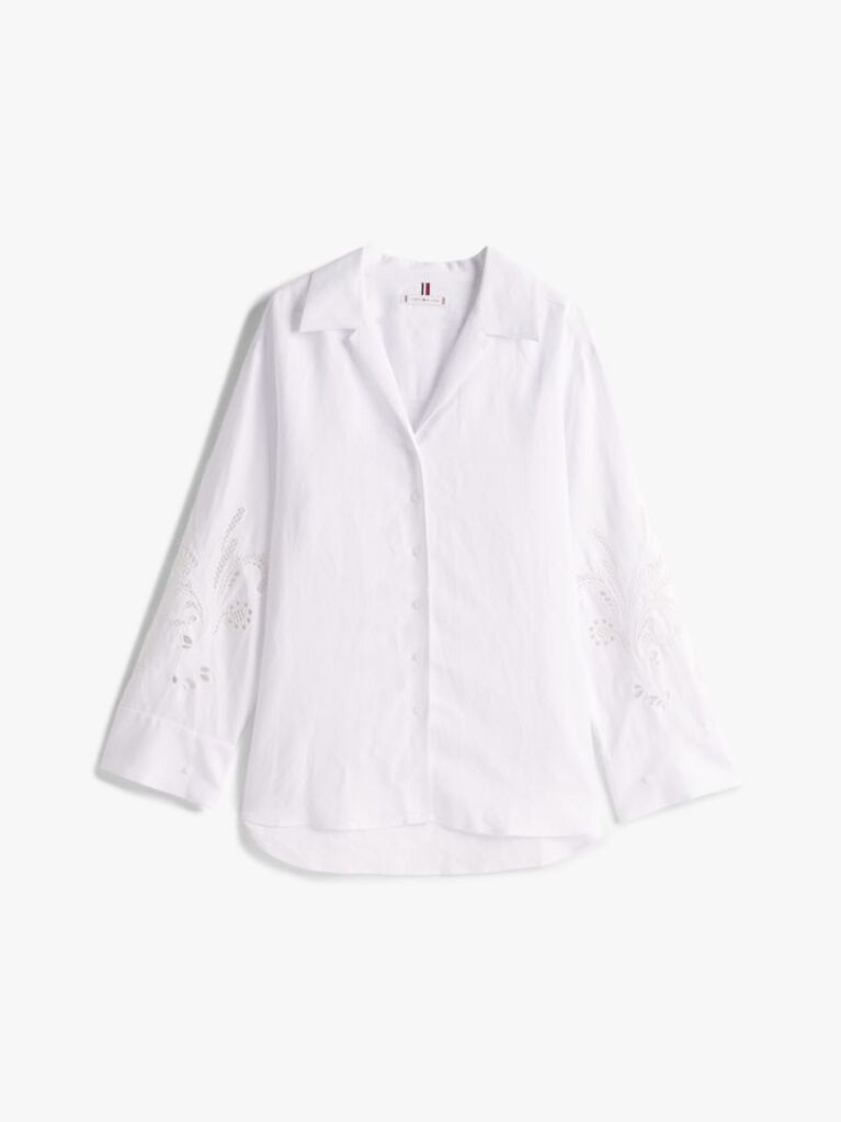 White Relaxed Fit Broderie Anglaise Shirt  Women