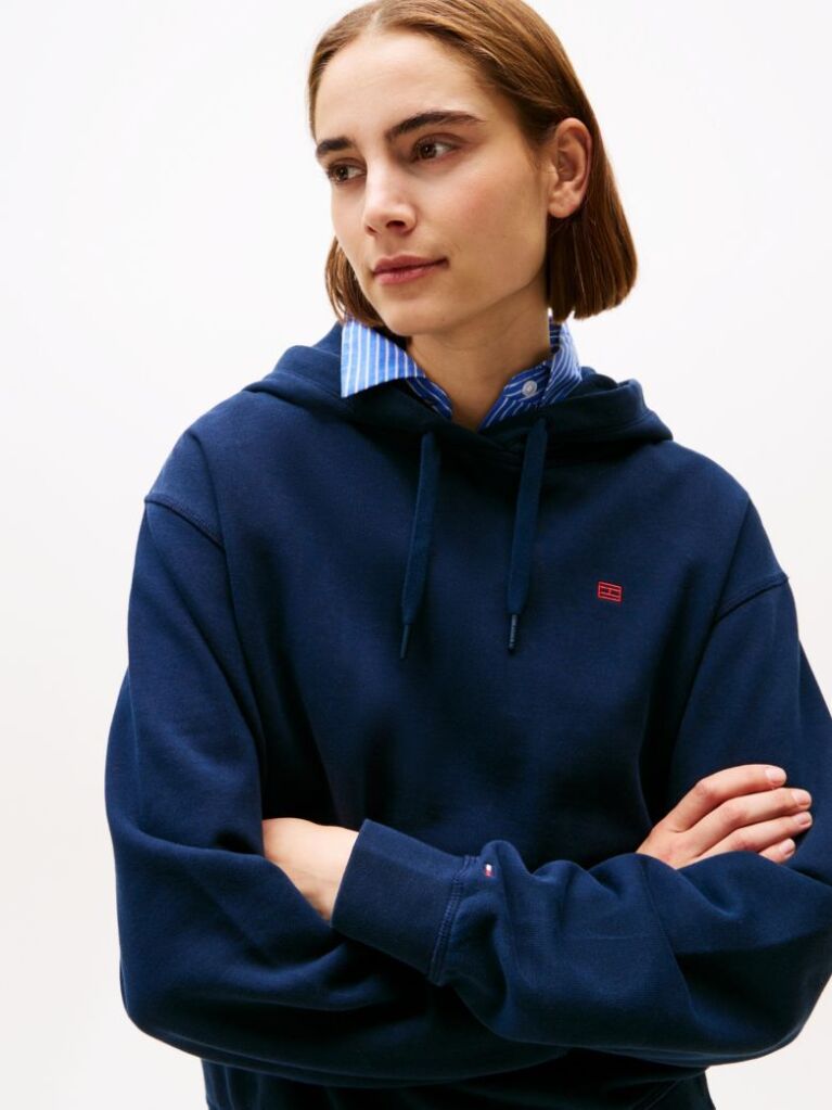 Μπλε Hoody Με Κεντητό Σημαιάκι Σε Αντίθεση  Γυναίκες