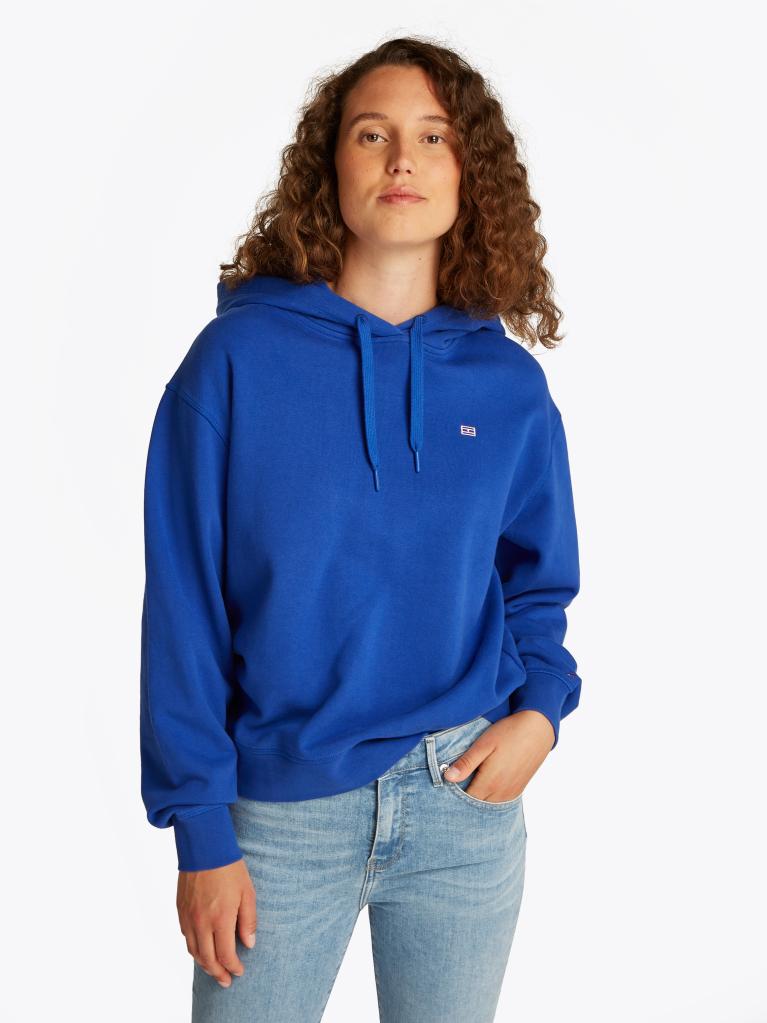 Blue Contrast Hilfiger Flag Embroidery Hoody  Women