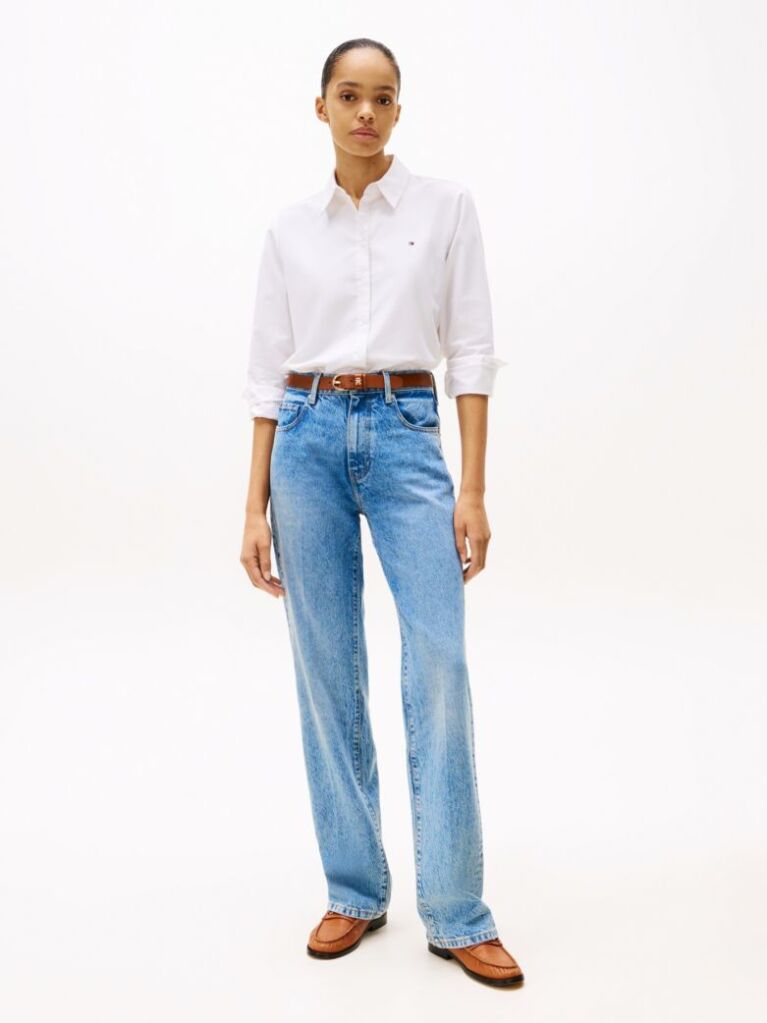 White Relaxed Fit Oxford Shirt  Women