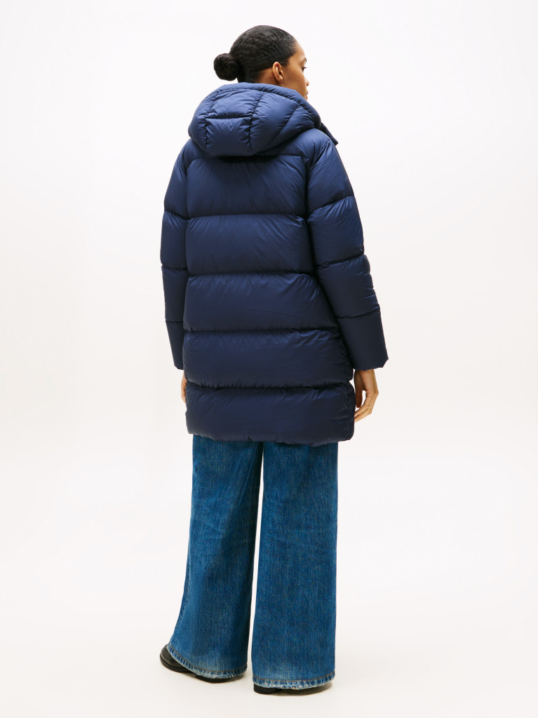 Blue Water Repellent Down Hooded Coat  Women