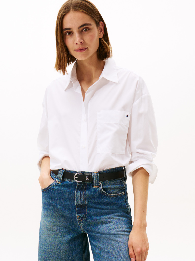 White Relaxed Fit Wide Sleeve Shirt  Women