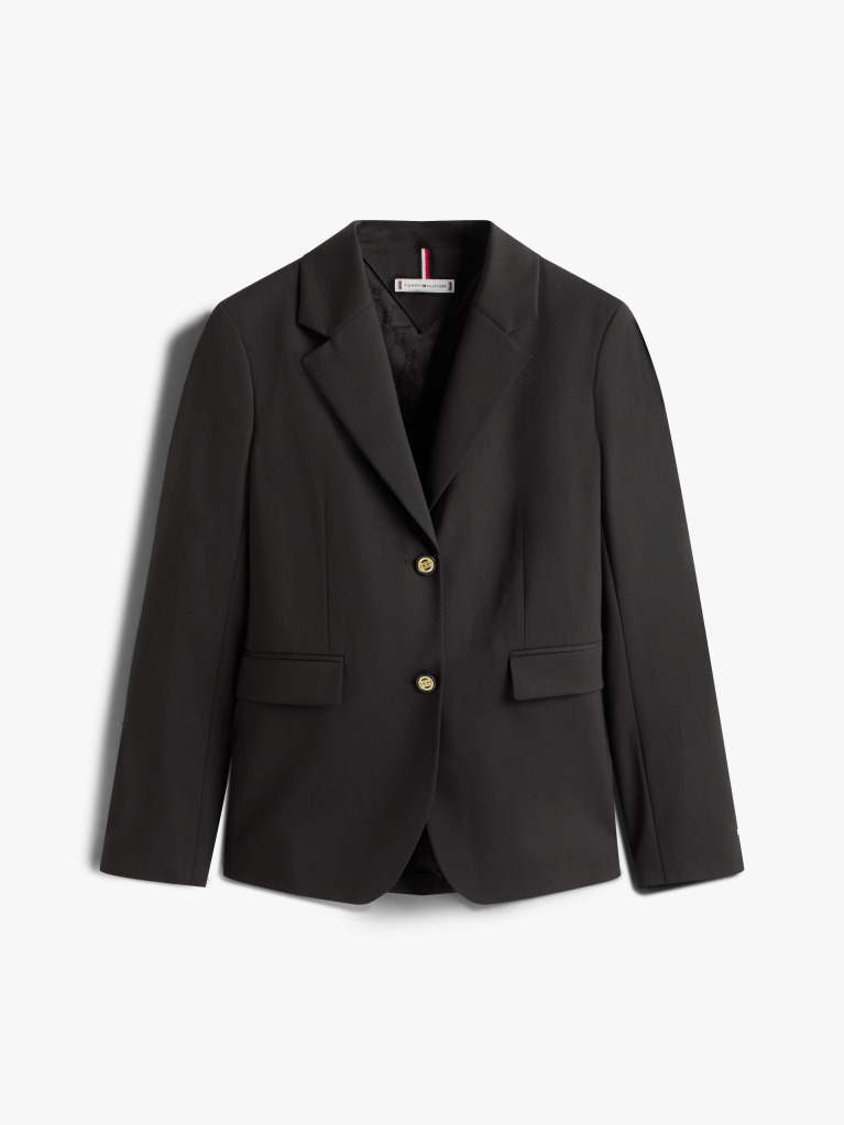 Μαύρο Μάλλινο Blazer Σε Κανονική Γραμμή  Γυναίκες