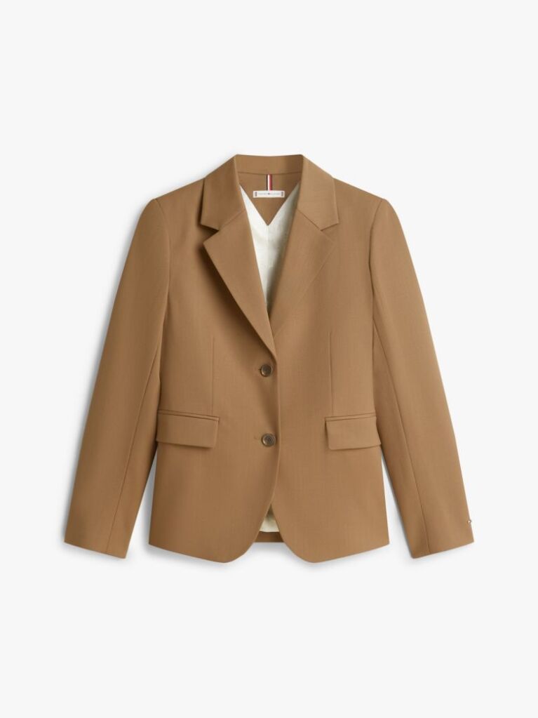 Καφέ Μάλλινο Blazer Σε Κανονική Γραμμή  Γυναίκες