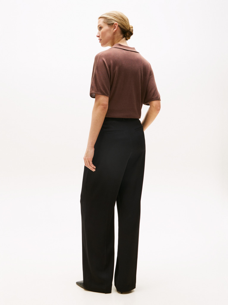 Black Twill Relaxed Straight Pants  Women