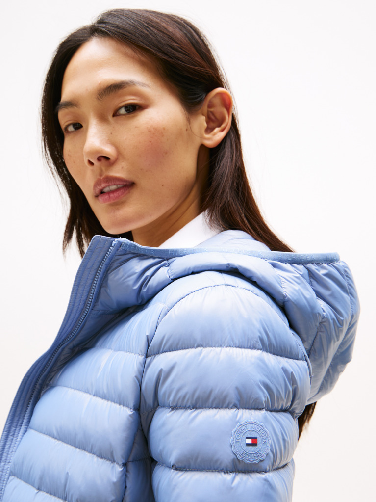 Blue Down Regular Hooded Jacket  Women