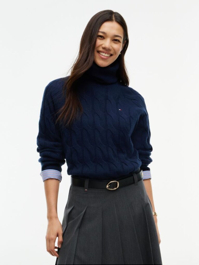 Blue Cable Knit Soft Wool Relaxed Jumper  Women