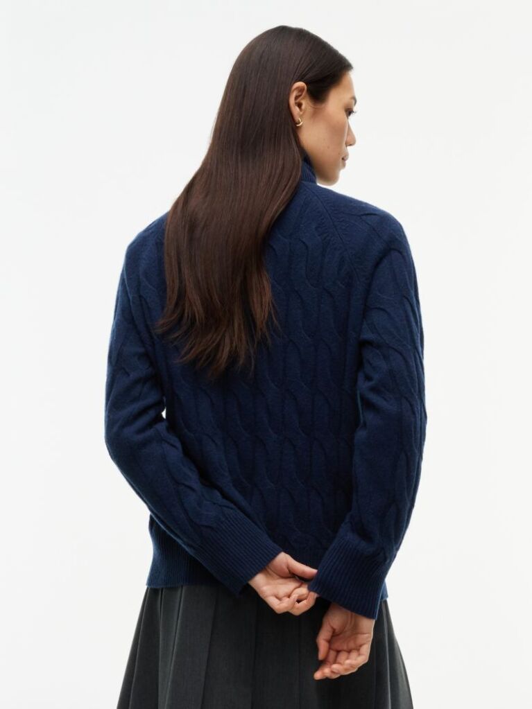 Blue Cable Knit Soft Wool Relaxed Jumper  Women