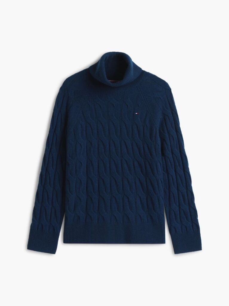 Blue Cable Knit Soft Wool Relaxed Jumper  Women