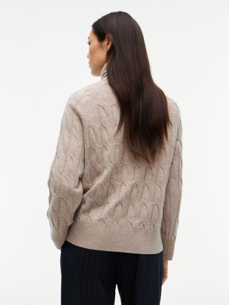 Beige Cable Knit Soft Wool Relaxed Jumper  Women