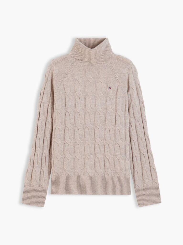 Beige Cable Knit Soft Wool Relaxed Jumper  Women
