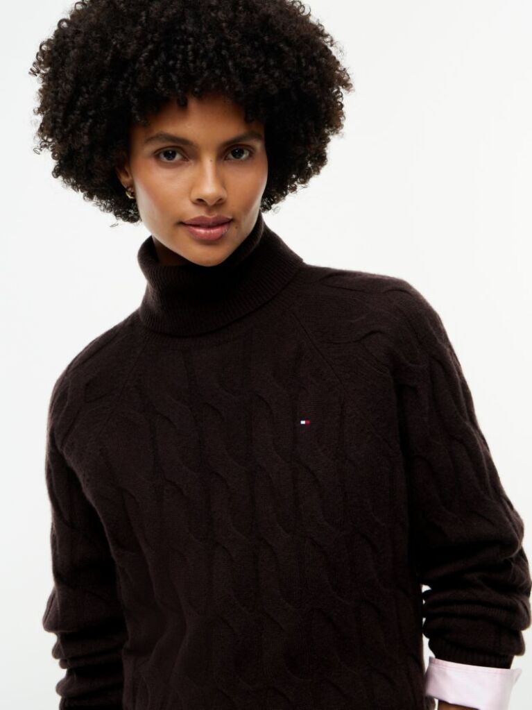 Brown Cable Knit Soft Wool Relaxed Jumper  Women