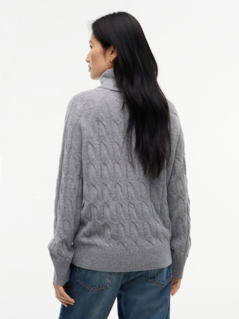 Grey Cable Knit Soft Wool Relaxed Jumper  Women