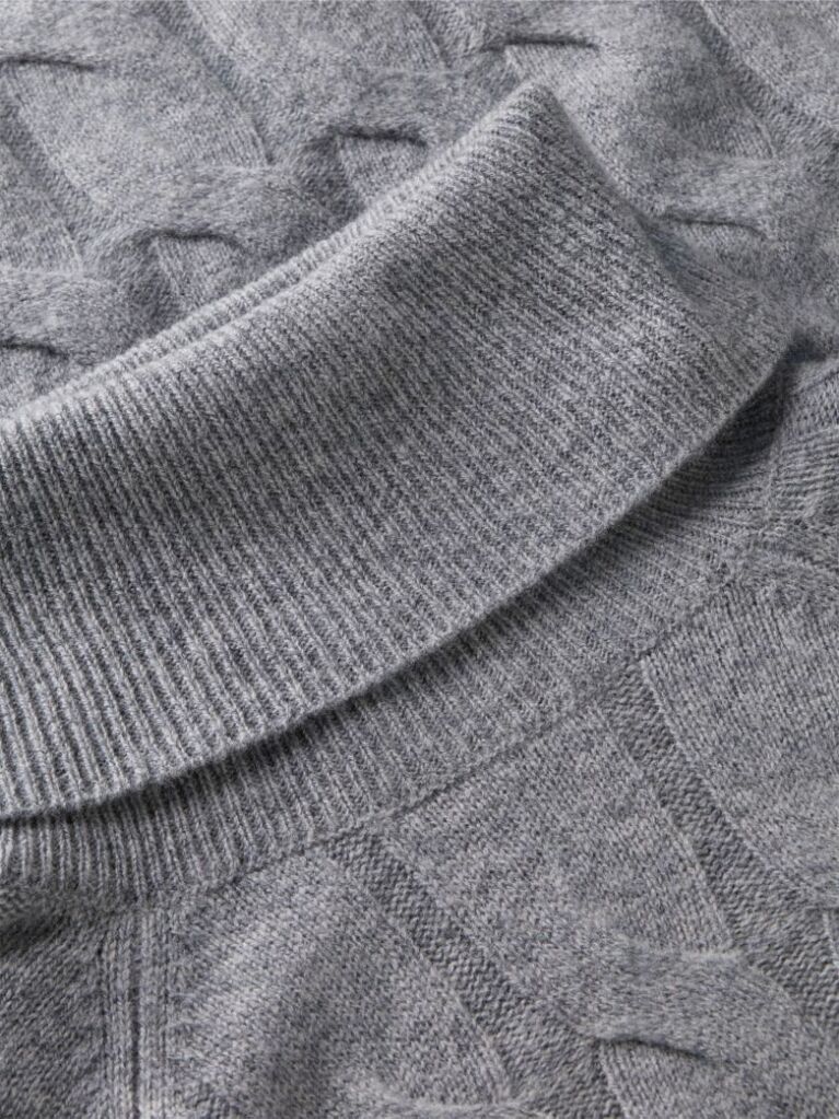 Grey Cable Knit Soft Wool Relaxed Jumper  Women