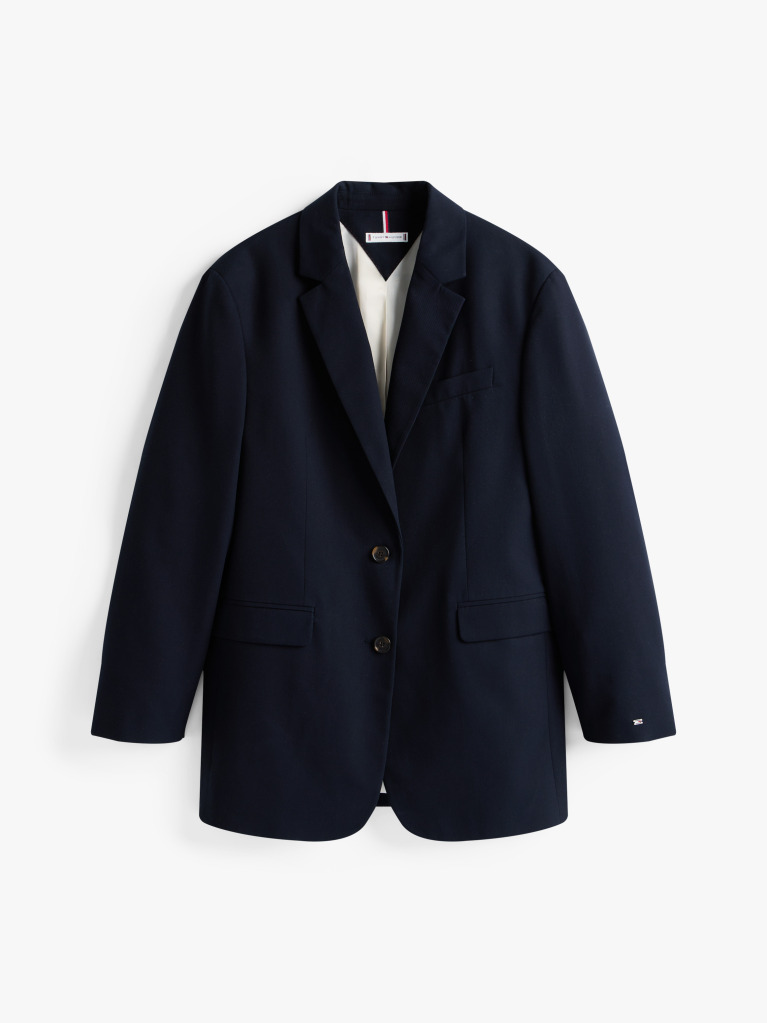 Μπλε Άνετο Blazer Με Μονή Σειρά Κουμπιών  Γυναίκες