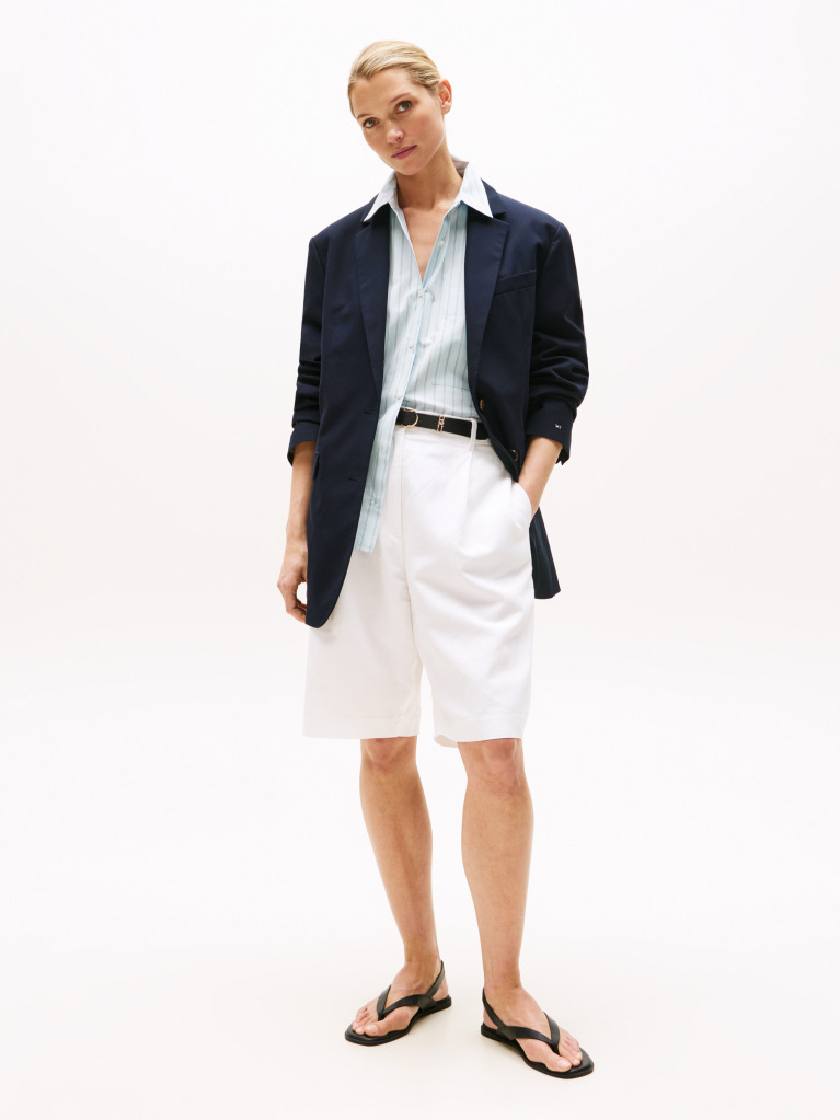 Μπλε Άνετο Blazer Με Μονή Σειρά Κουμπιών  Γυναίκες