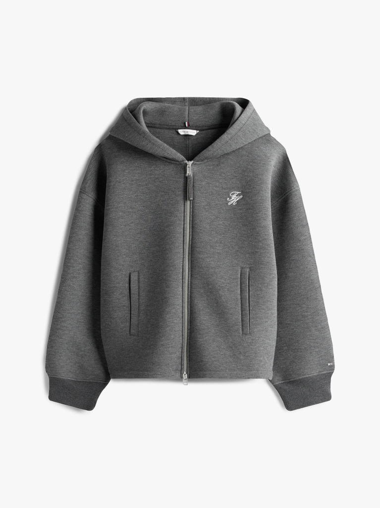 Grey Logo Embroidery Zip-Thru Hoody  Women