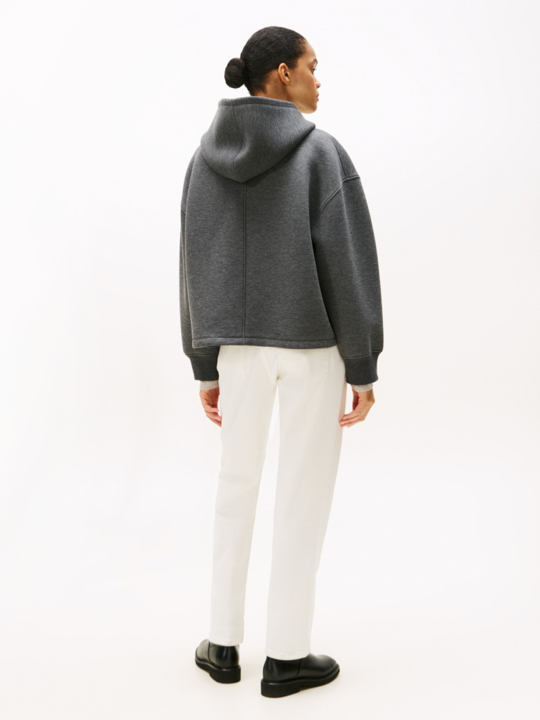 Grey Logo Embroidery Zip-Thru Hoody  Women