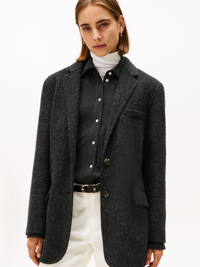 Γκρι Μάλλινο Oversized Blazer  Γυναίκες