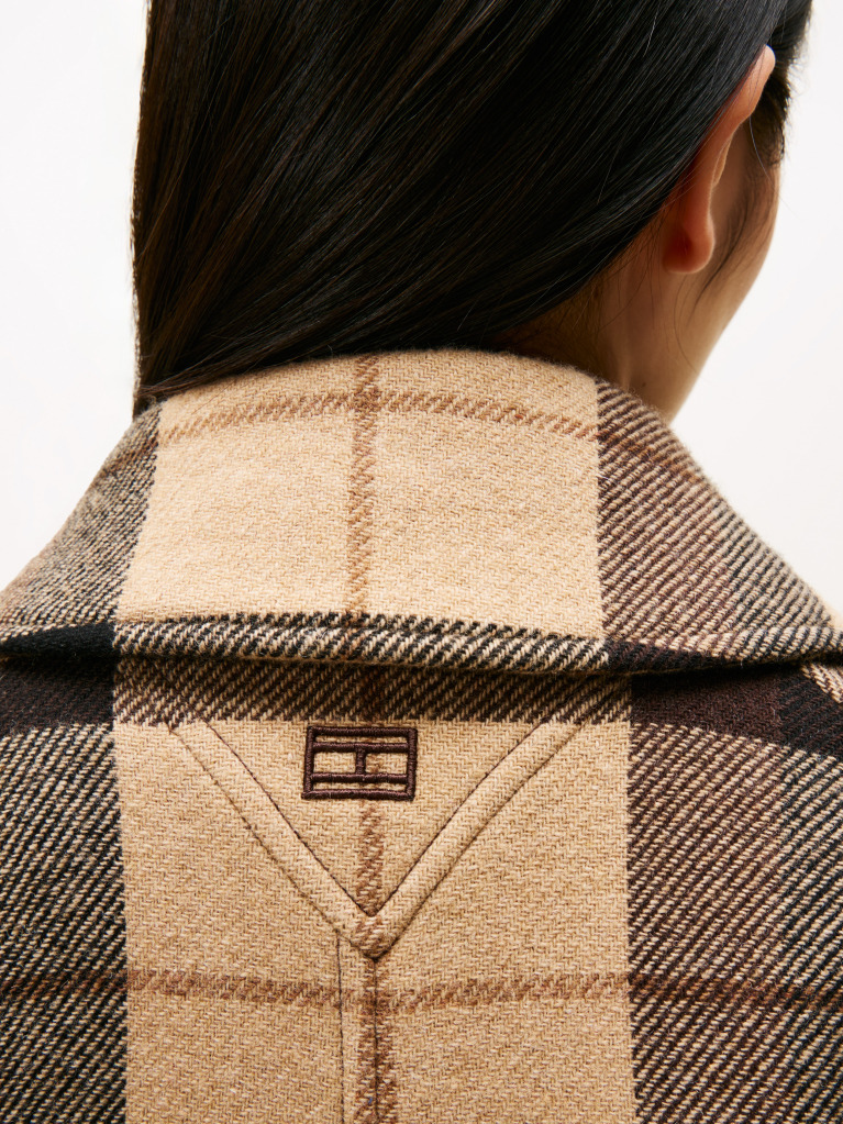 Multi Check Wool Blend Oversized Belted Coat  Women