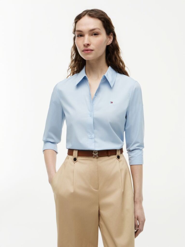 Blue Regular Fit Poplin Shirt  Women