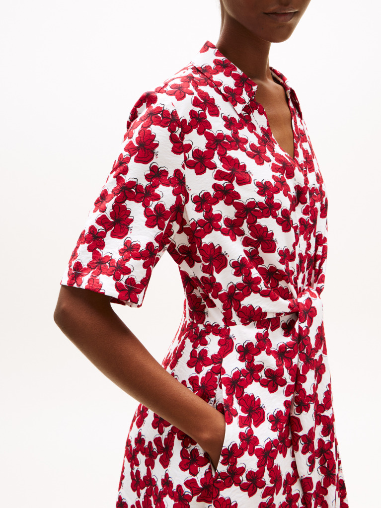 Multi Textured Tie Front Mini Shirt Dress  Women