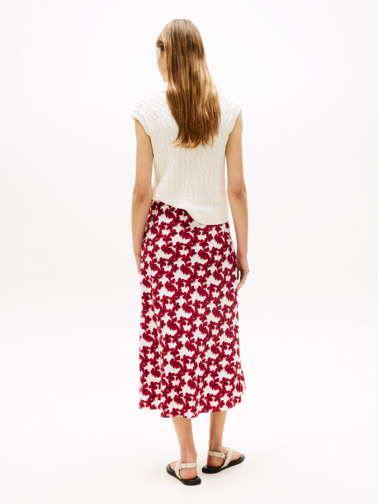 Multi Textured Drawstring Straight Midi Skirt  Women