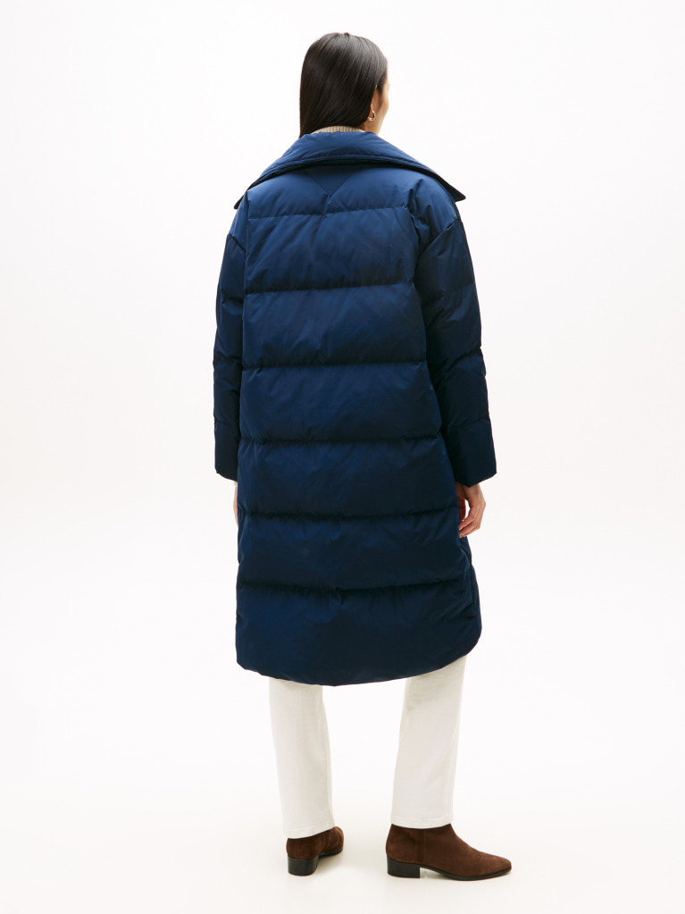 Blue Crest Embroidery Down Puffer Coat  Women