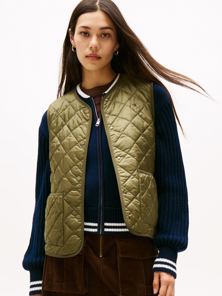 Green Lightweight Padded Quilted Gilet  Women