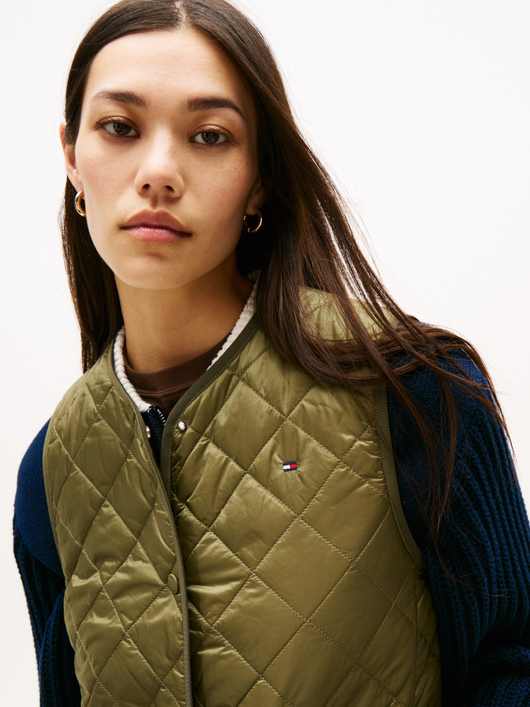 Green Lightweight Padded Quilted Gilet  Women