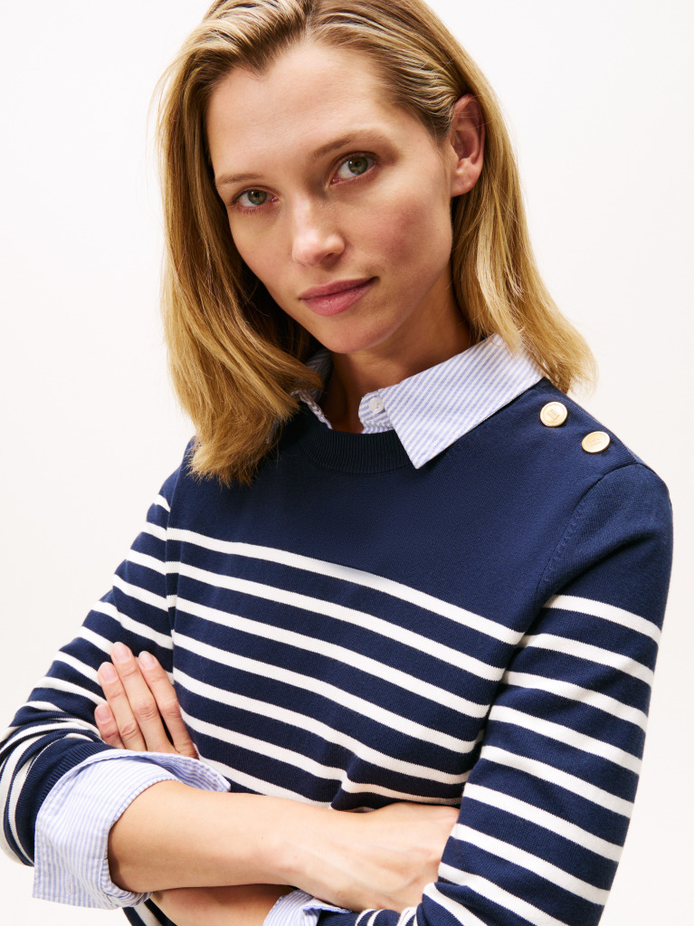 Multi Jersey Gold-Tone Button Jumper  Women