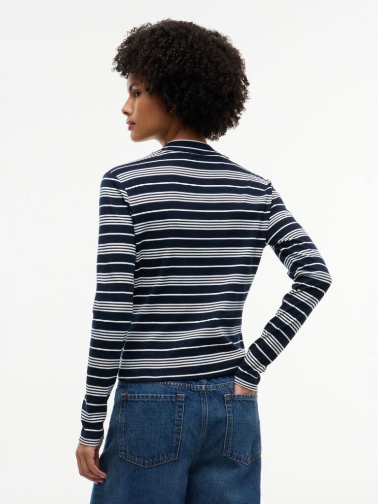 Multi Mock Neck Slim Long Sleeve Top  Women