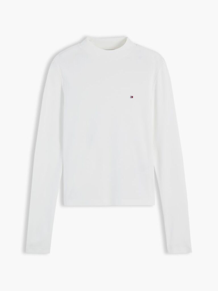 Beige Mock Neck Slim Long Sleeve Top  Women