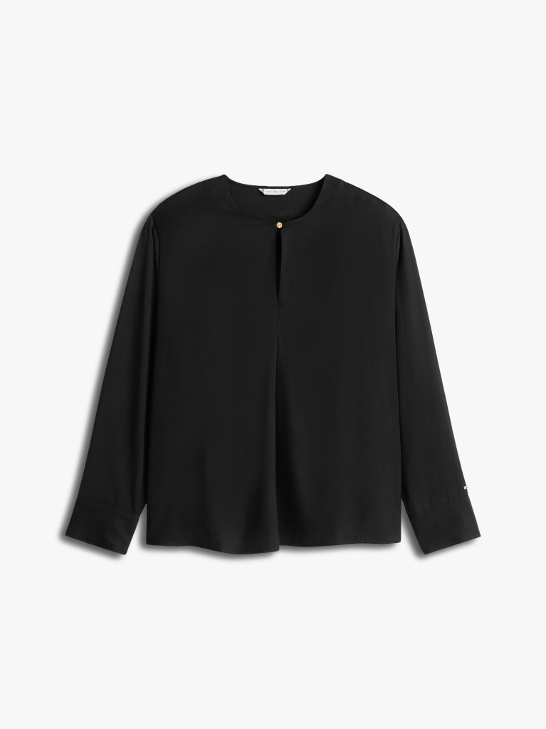Black Keyhole Cutout Relaxed Fit Blouse  Women