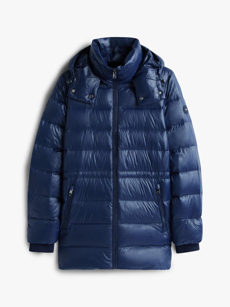 Blue Shiny Water Repellent Down Puffer Coat  Women