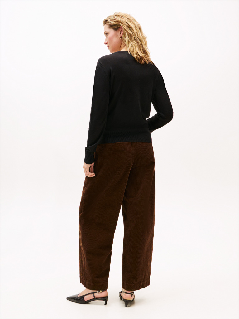 Black Boat Neck Pure Wool Jumper  Women