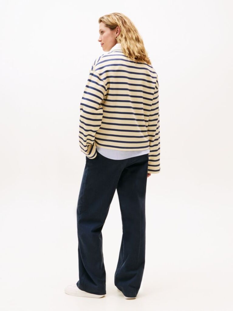 Multi Gold-Tone Button Relaxed Rugby Sweatshirt  Women