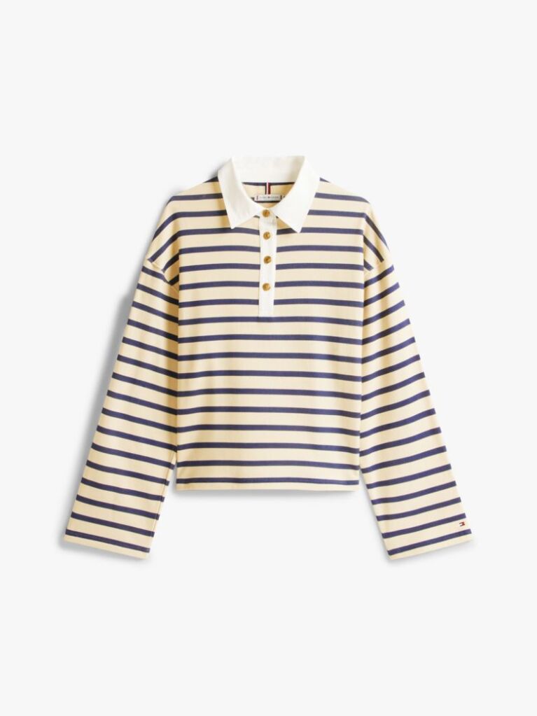 Multi Gold-Tone Button Relaxed Rugby Sweatshirt  Women
