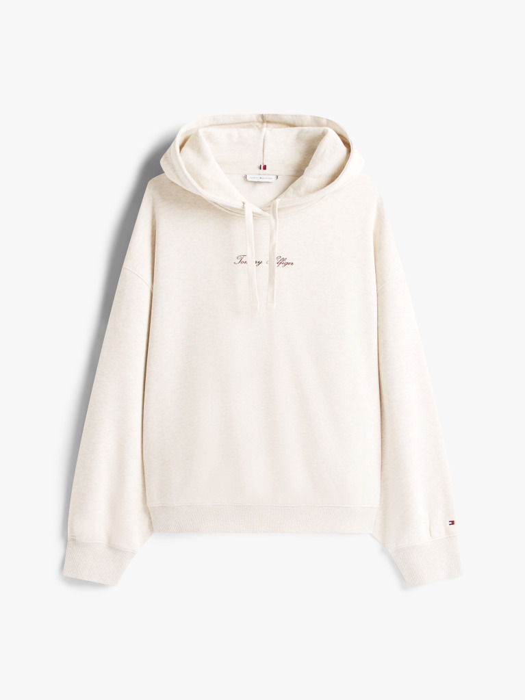 Μπεζ Άνετο Fleece Hoody Με Λογότυπο  Γυναίκες
