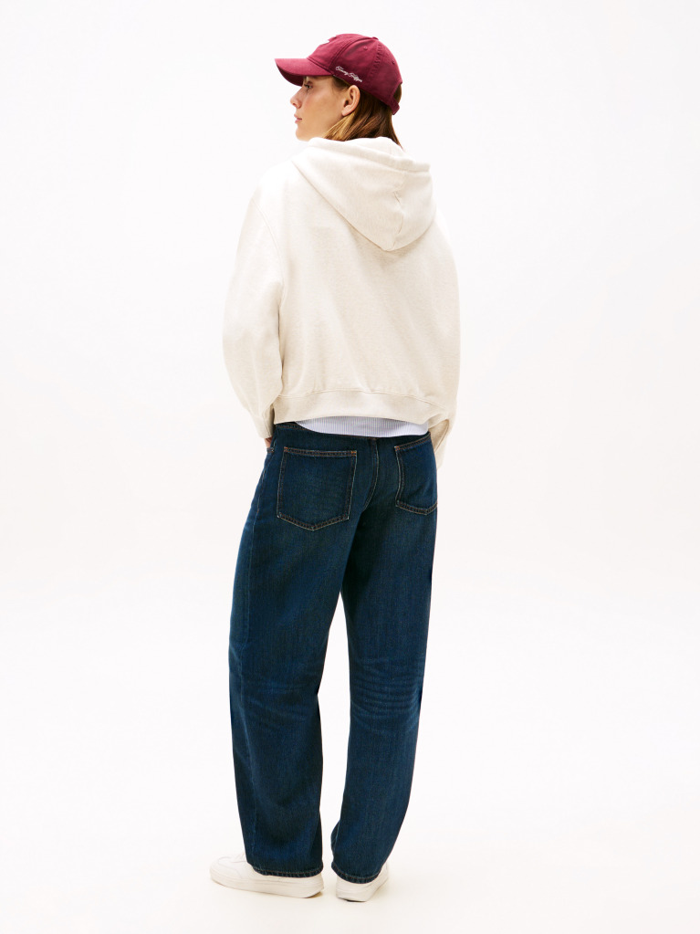Μπεζ Άνετο Fleece Hoody Με Λογότυπο  Γυναίκες
