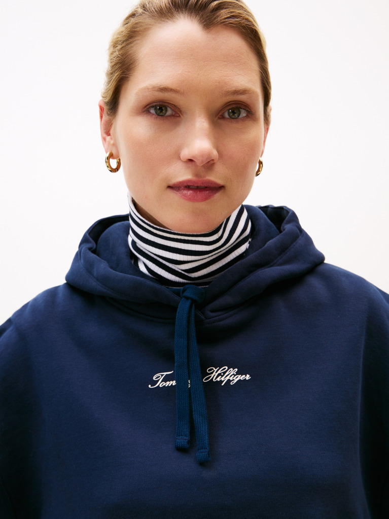 Μπλε Άνετο Fleece Hoody Με Λογότυπο  Γυναίκες