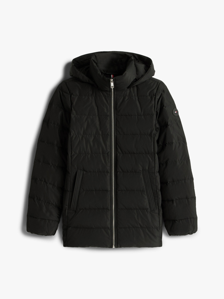 Black Faux Fur Hood Down Puffer Jacket  Women