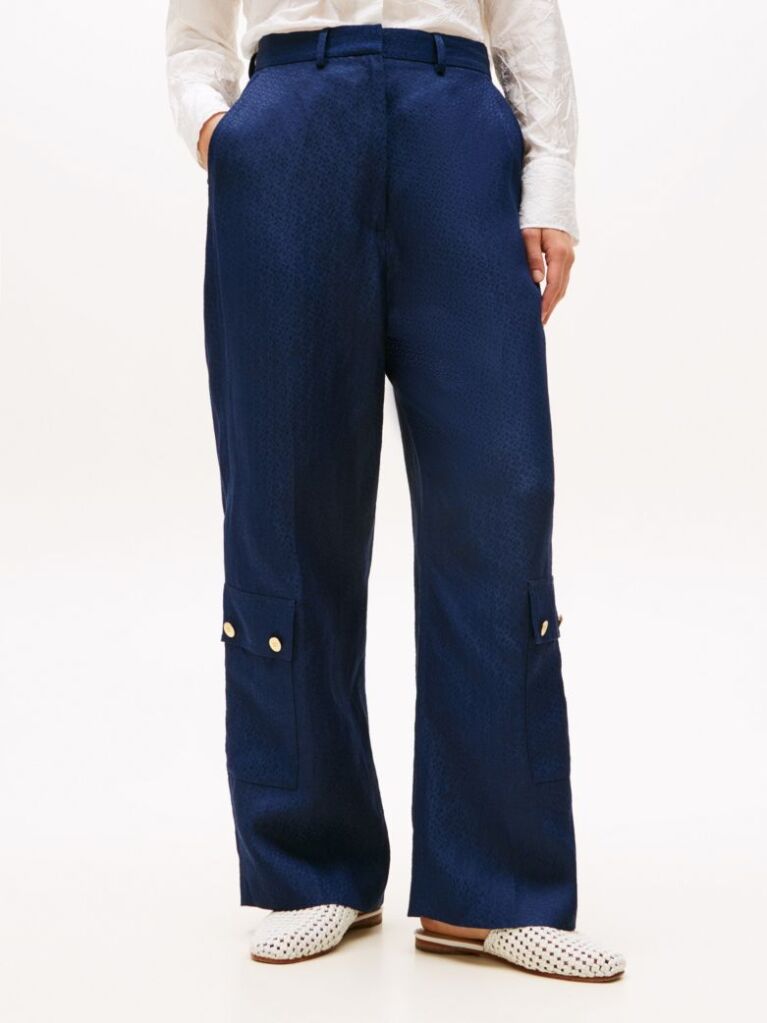 Blue The Runway Collection Linen Blend Cargo Trousers  Women