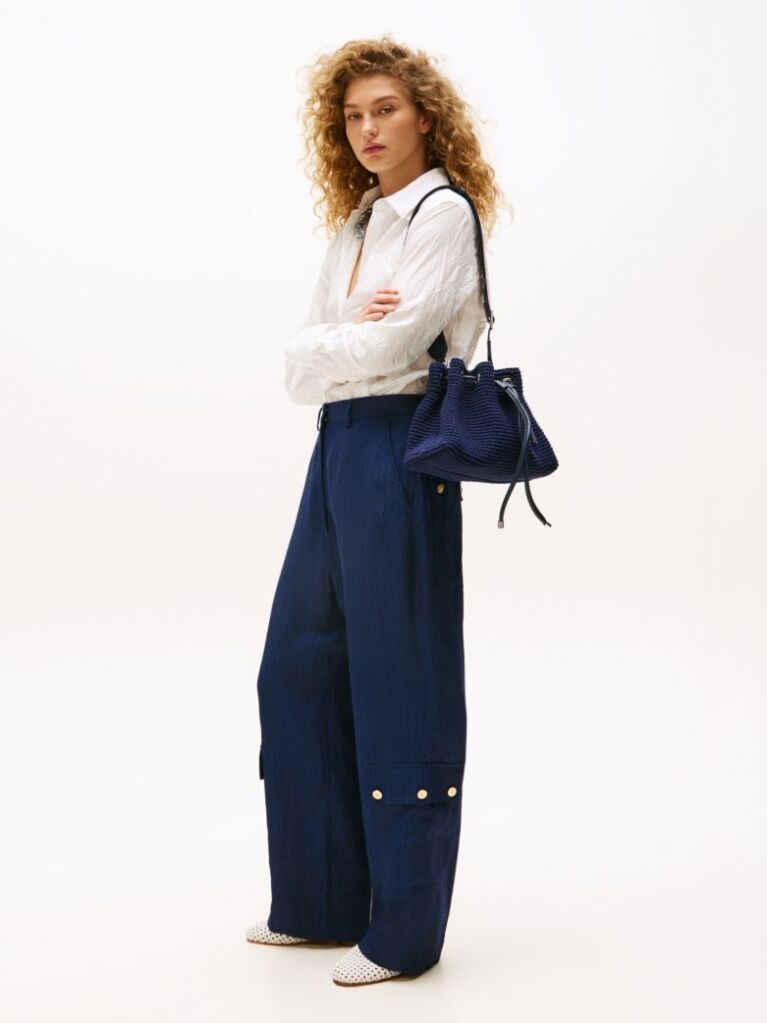 Blue The Runway Collection Linen Blend Cargo Trousers  Women