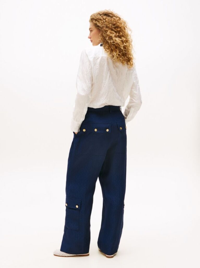 Blue The Runway Collection Linen Blend Cargo Trousers  Women