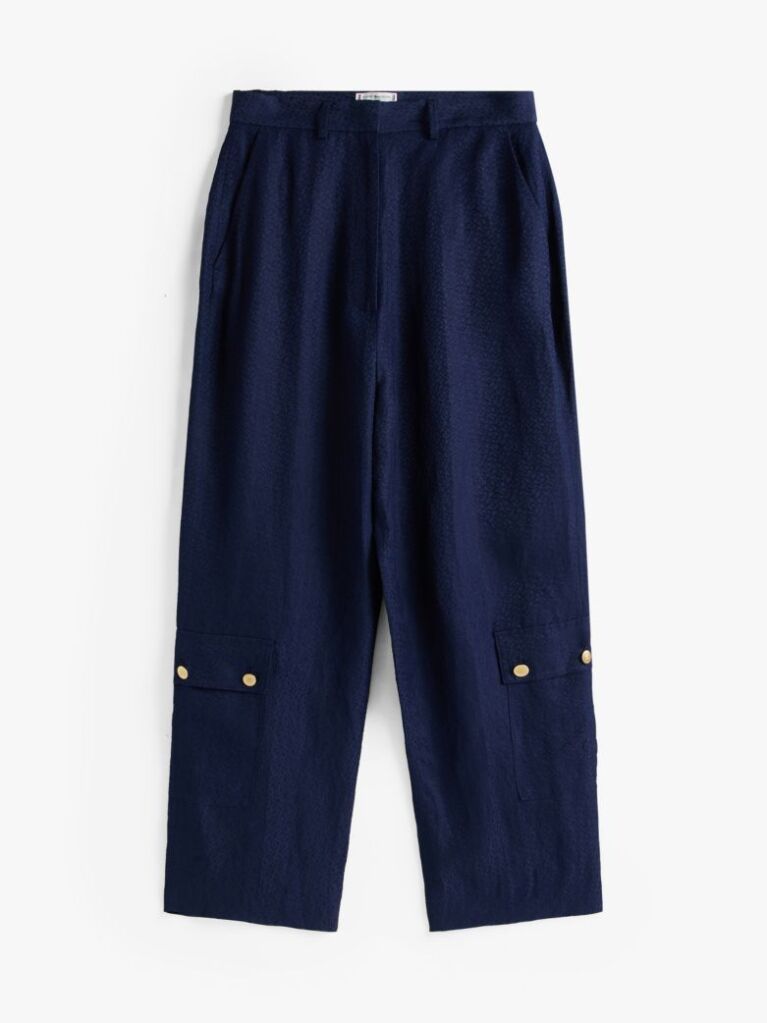 Blue The Runway Collection Linen Blend Cargo Trousers  Women