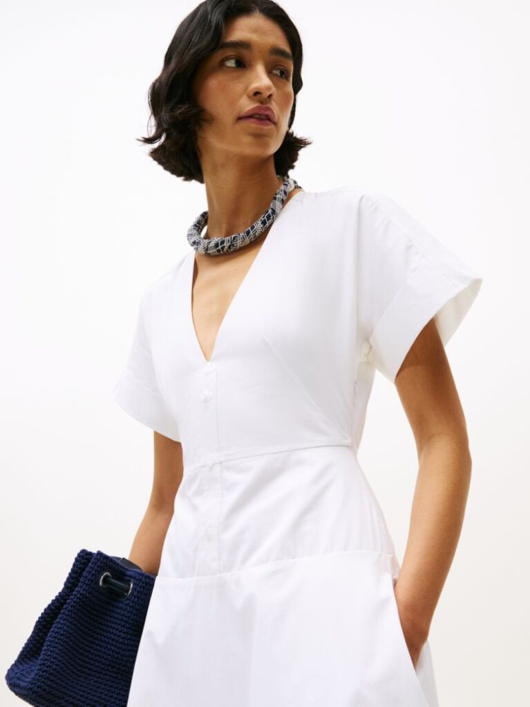 White The Runway Collection Slim Midi Shirt Dress  Women
